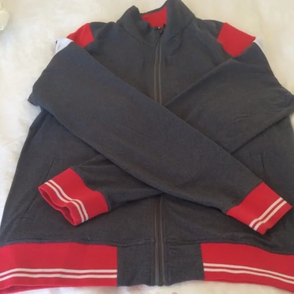 Lululemon Athletica Mens Grey/Red Zip Front Sweatshirt-Size XL - Picture 3 of 3